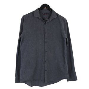 Michael Kors Novelty Button Down Collared Slim Fit Grey Dress Shirt Size Medium